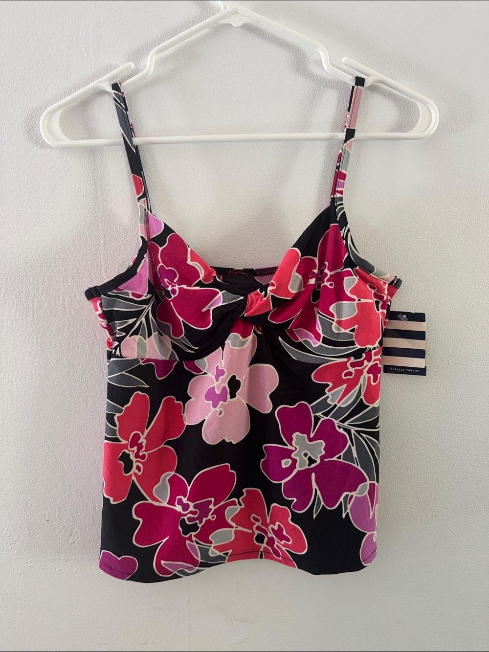 NWT Lands' End Floral Swim Tugless Tankini Top Sz 10